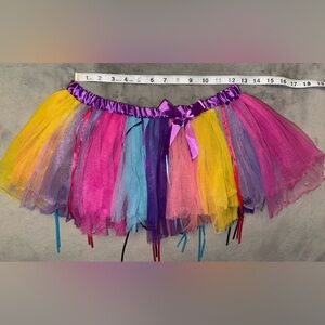 Rainbow Tutu Mini Skirt w Tulle & Ribbons ~ Rave Outfit ~ Y2K Hot Topic OS